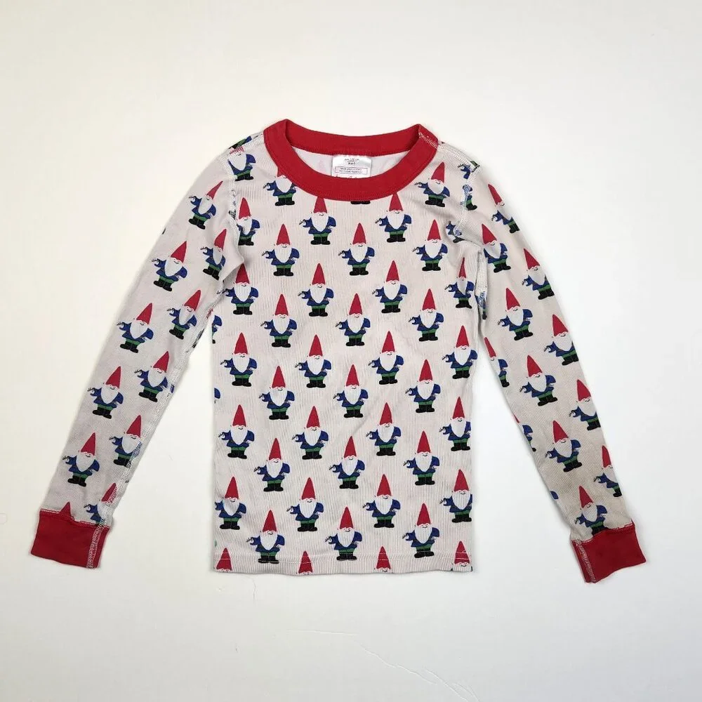 Hanna Andersson Gnome Christmas Holiday Long John Pajama Shirt US 6-7 Play